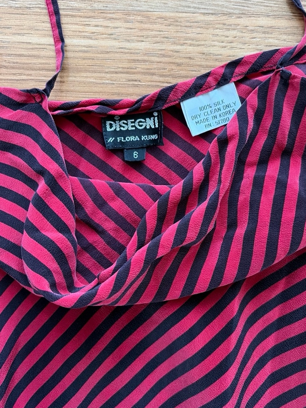 Red and Black Striped Satin Slip Dress - Women's - Picture 2 of 4